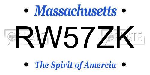 RW57ZK Massachusetts License Plate