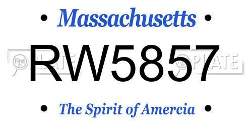 RW5857 Massachusetts License Plate
