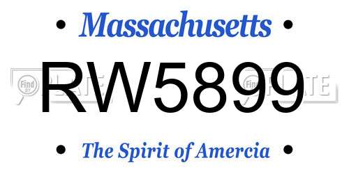 RW5899 Massachusetts License Plate