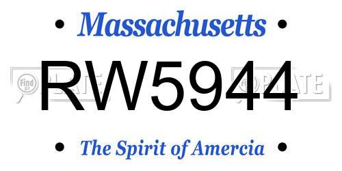RW5944 Massachusetts License Plate