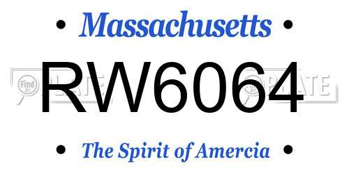 RW6064 Massachusetts License Plate