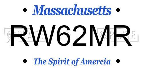 RW62MR Massachusetts License Plate