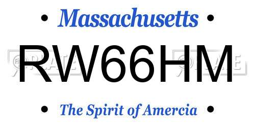 RW66HM Massachusetts License Plate