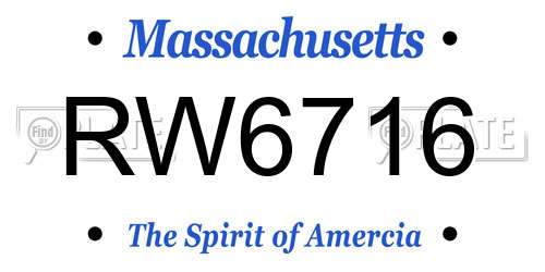 RW6716 Massachusetts License Plate