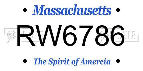 RW6786 Massachusetts License Plate