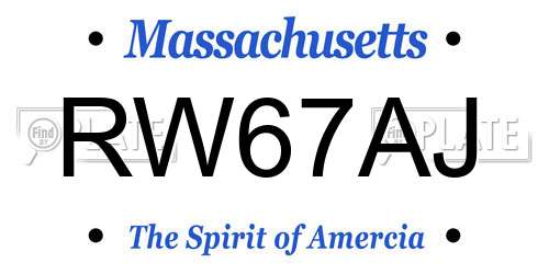 RW67AJ Massachusetts License Plate