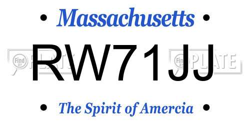 RW71JJ Massachusetts License Plate