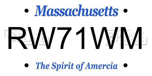 RW71WM Massachusetts License Plate