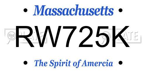 RW725K Massachusetts License Plate