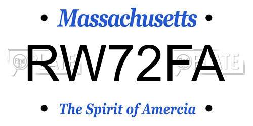 RW72FA Massachusetts License Plate