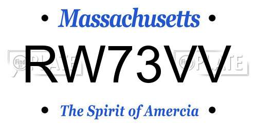 RW73VV Massachusetts License Plate