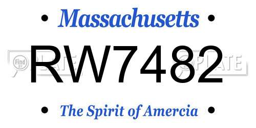 RW7482 Massachusetts License Plate