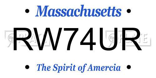 RW74UR Massachusetts License Plate