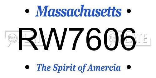 RW7606 Massachusetts License Plate