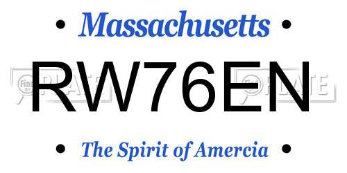 RW76EN Massachusetts License Plate