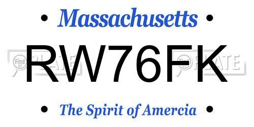 RW76FK Massachusetts License Plate