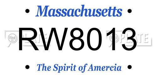 RW8013 Massachusetts License Plate