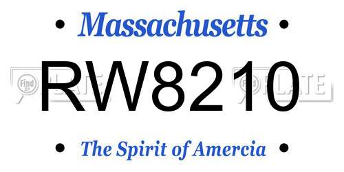 RW8210 Massachusetts License Plate