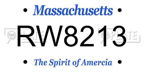 RW8213 Massachusetts License Plate