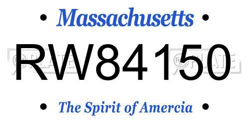 RW84150 Massachusetts License Plate