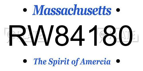 RW84180 Massachusetts License Plate