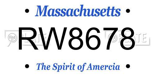 RW8678 Massachusetts License Plate