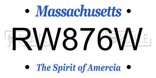 RW876W Massachusetts License Plate