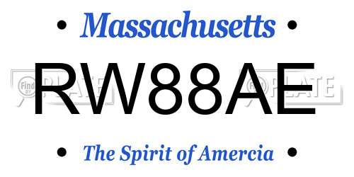 RW88AE Massachusetts License Plate