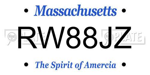 RW88JZ Massachusetts License Plate
