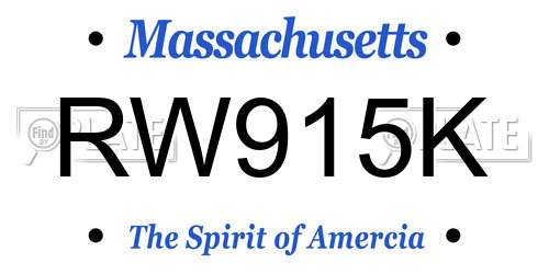 RW915K Massachusetts License Plate