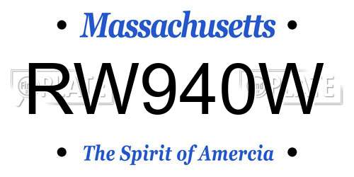 RW940W Massachusetts License Plate