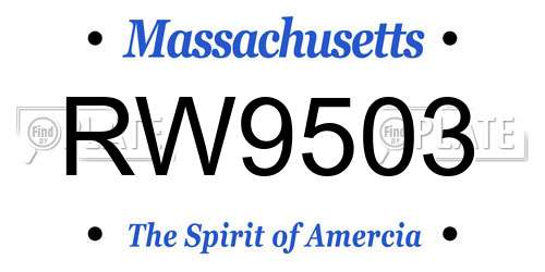RW9503 Massachusetts License Plate