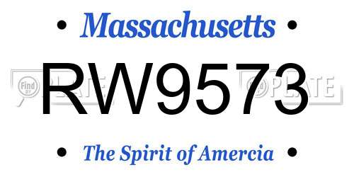 RW9573 Massachusetts License Plate