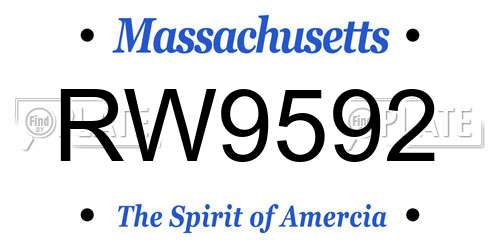 RW9592 Massachusetts License Plate