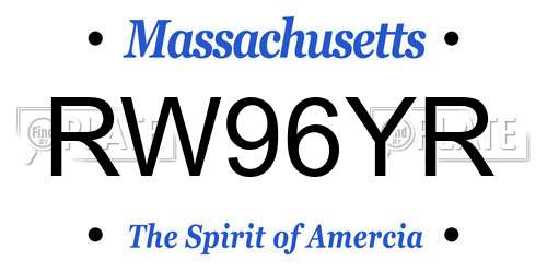 RW96YR Massachusetts License Plate