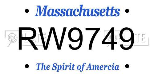 RW9749 Massachusetts License Plate