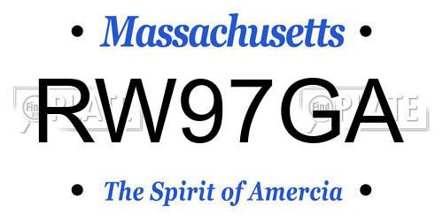 RW97GA Massachusetts License Plate