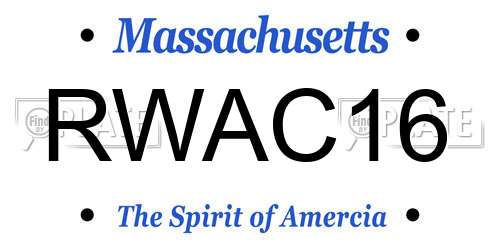 RWAC16 Massachusetts License Plate