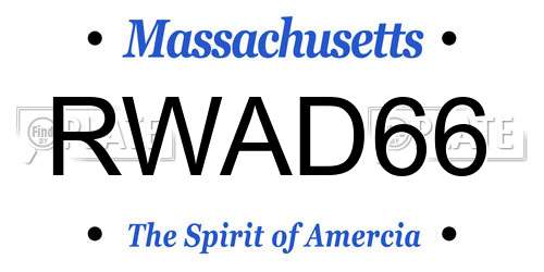 RWAD66 Massachusetts License Plate