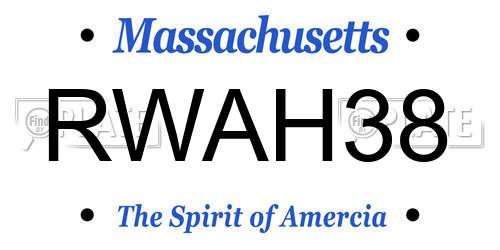 RWAH38 Massachusetts License Plate