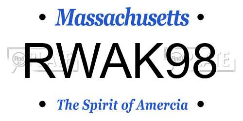 RWAK98 Massachusetts License Plate