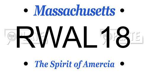 RWAL18 Massachusetts License Plate