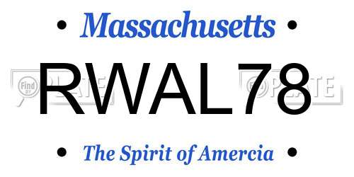 RWAL78 Massachusetts License Plate