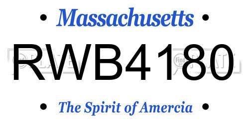 RWB4180 Massachusetts License Plate