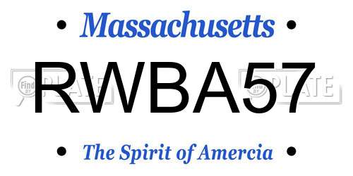 RWBA57 Massachusetts License Plate