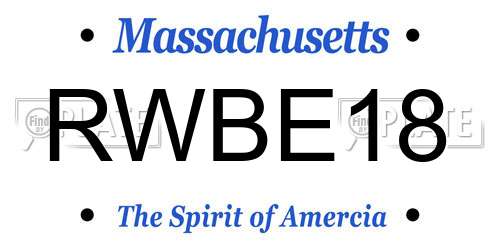 RWBE18 Massachusetts License Plate