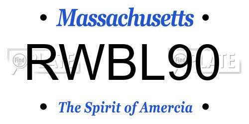 RWBL90 Massachusetts License Plate