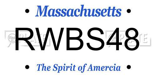 RWBS48 Massachusetts License Plate