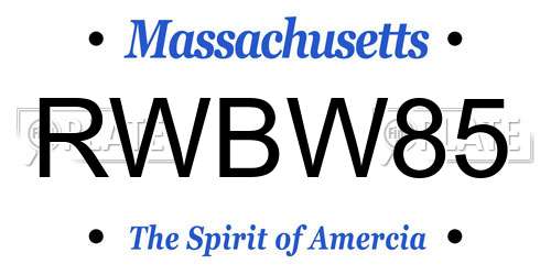 RWBW85 Massachusetts License Plate