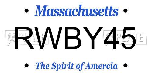 RWBY45 Massachusetts License Plate